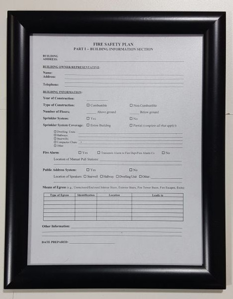 FIRE SAFETY PLAN FRAME - BLACK   SIGN