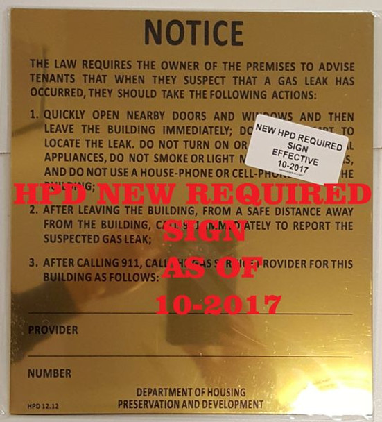 HPD Gas Leak Notice SIGN