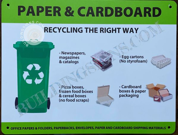 PAPER AND CARDBOARD (RECYCLING THE RIGHT WAY) SIGN