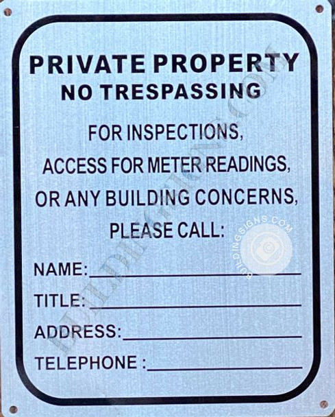 PRIVATE PROPERTY NO TRESPASSING SIGN