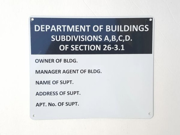 Department of Building Subdivisions A,B,C,D. Of Section 26-3.1