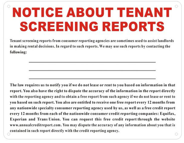 NOTICE ABOUT TENANT SCREENING REPORTS