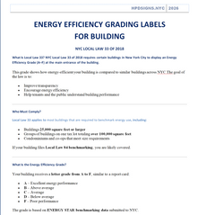 ENERGY EFFICIENCY GRADING LABELS   FOR BUILDING 
	NYC LOCAL LAW 33 OF 2018