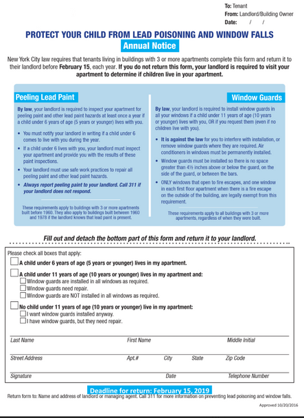 Windows guard and lead paint notice 2019 English/ Spanish (pdf file)