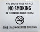 NYC Smoke free Act Sign "No Smoking or Electric cigarette Use" - THIS IS A SMOKE FREE BUILDING ( 8.5x11, White)-El blanco Line (ref012023)