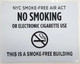 NYC Smoke free Act Sign "No Smoking or Electric cigarette Use" - THIS IS A SMOKE FREE BUILDING ( 8.5x11, White)-El blanco Line (ref012023)