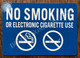 Sign NO SMOKING OR ELECTRONIC CIGARETTE USE  AGE