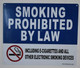 Sign SMOKING PROHIBITED BY LAW INCLUDING E- CIGARETTES AND ALL OTHER SMOKING DEVICES  AGE