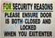 FOR SECURITY REASONS PLEASE ENSURE DOOR IS BOTH CLOSED AND LOCKED  SIGNAGE