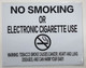 NYC Smoke free Act  "No Smoking or Electric cigarette Use" - With Warning  BUILDING SIGN