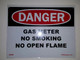 DANGER Gas Meter No Smoking No Open Flame SIGN --El blanco Line (ref012023)