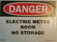 Danger Electric Meter Room - No Storage Sign(ALUMINUM SIGNS 9X12)-El blanco Line (ref012023)