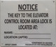 building sign KEY TO THE ELEVATOR CONTROL ROOM  (WHITE ALUMINUM ) (ALUMINUM S)-El blanco Line