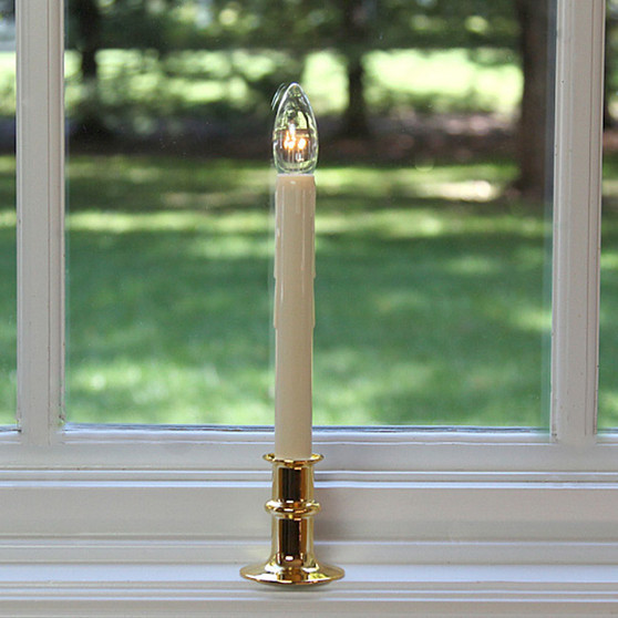 Cordless Window Candle with Brass Finish Adjustable-Height