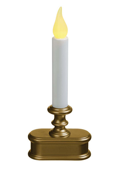 Flameless Window Candle with Gold Finish Amber Flame