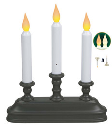 3 Tier Flameless Window Candle with Bronze Finish Dual LED White or Amber  Flame