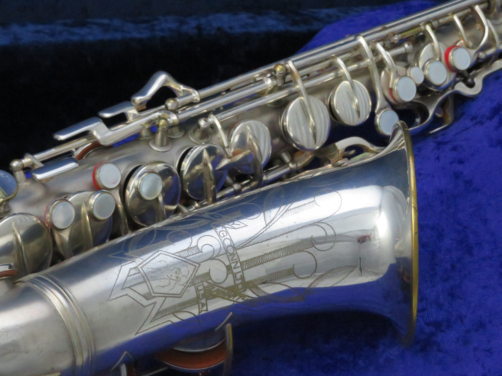 C.G. Conn Silver Alto Saxophone with Naked Lady 1935 Serial
