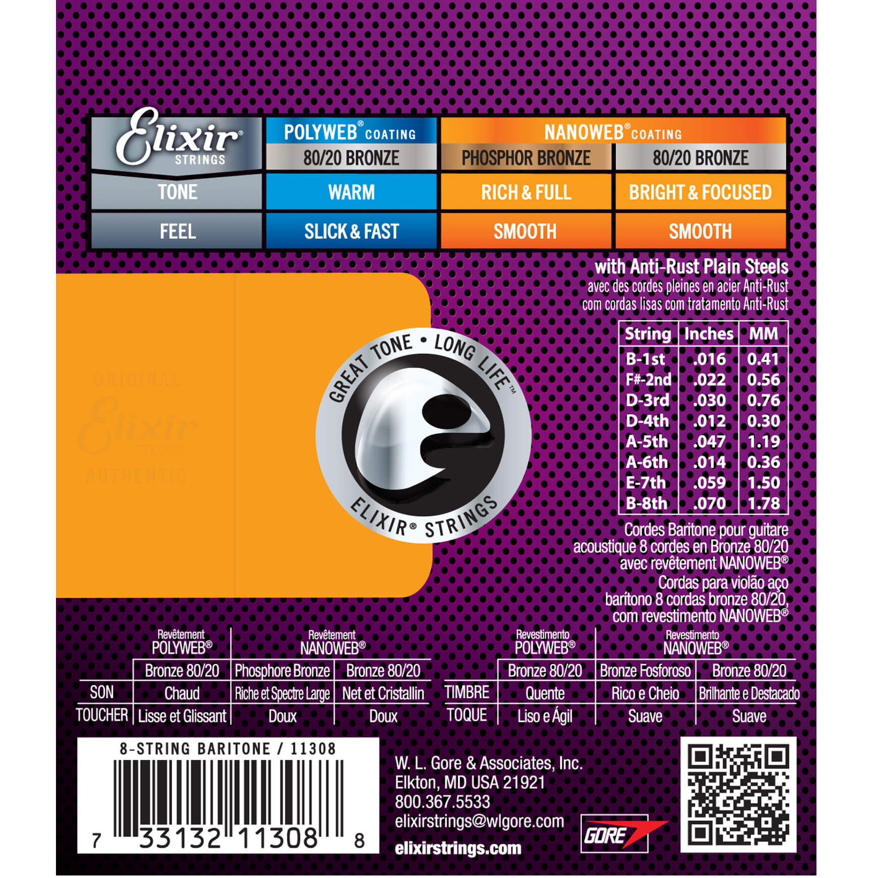 80/20 Bronze Acoustic Guitar Strings with NANOWEB Coating