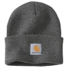 Carhartt - Knit Cuffed Beanie - Coal Heather - 100% Acrylic Rib Knit hat with Fold-up Cuff and Carhartt Patch - Model No A18