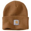 Carhartt - Knit Cuffed Beanie - Brown - 100% Acrylic Rib Knit hat with Fold-up Cuff and Carhartt Patch - Model No A18