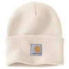 Carhartt - Knit Cuffed Beanie - Winter White - 100% Acrylic Rib Knit hat with Fold-up Cuff and Carhartt Patch - Model No A18