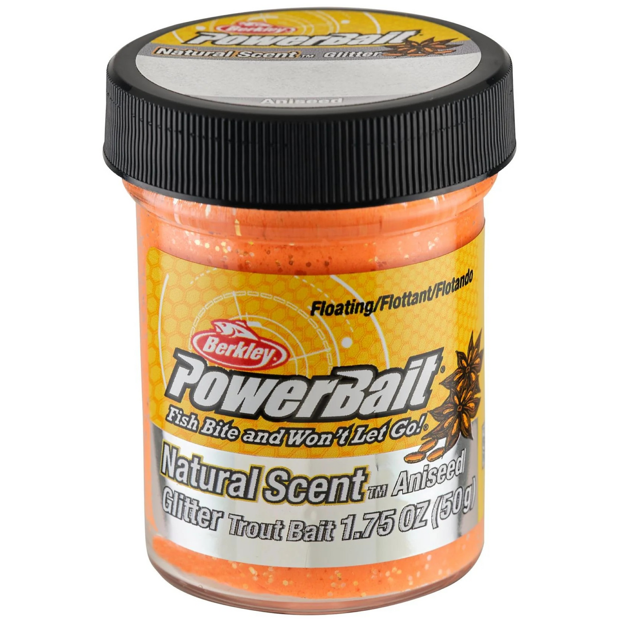 Berkley® PowerBait® Natural Scent Glitter Trout Bait - Fluorescent Orange with Aniseed, 1.75oz BGTAFO2