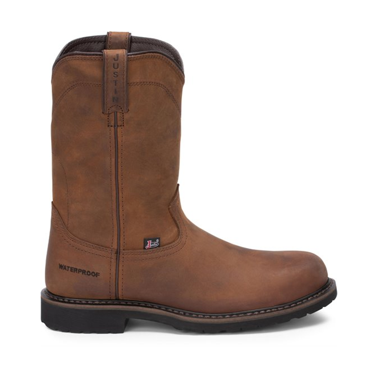 Justin - Men's - Drywall Pull On Steel Toe Boots - Whiskey Brown - SE4961 - Side/Right