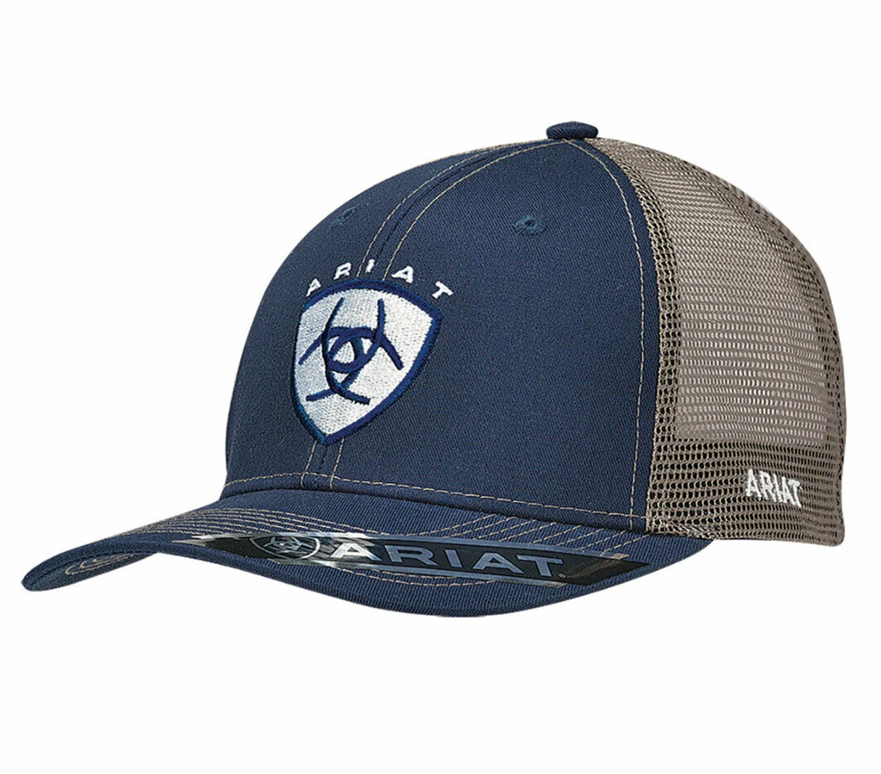 Ariat - Hat - Navy and Tan Mesh Shield Logo