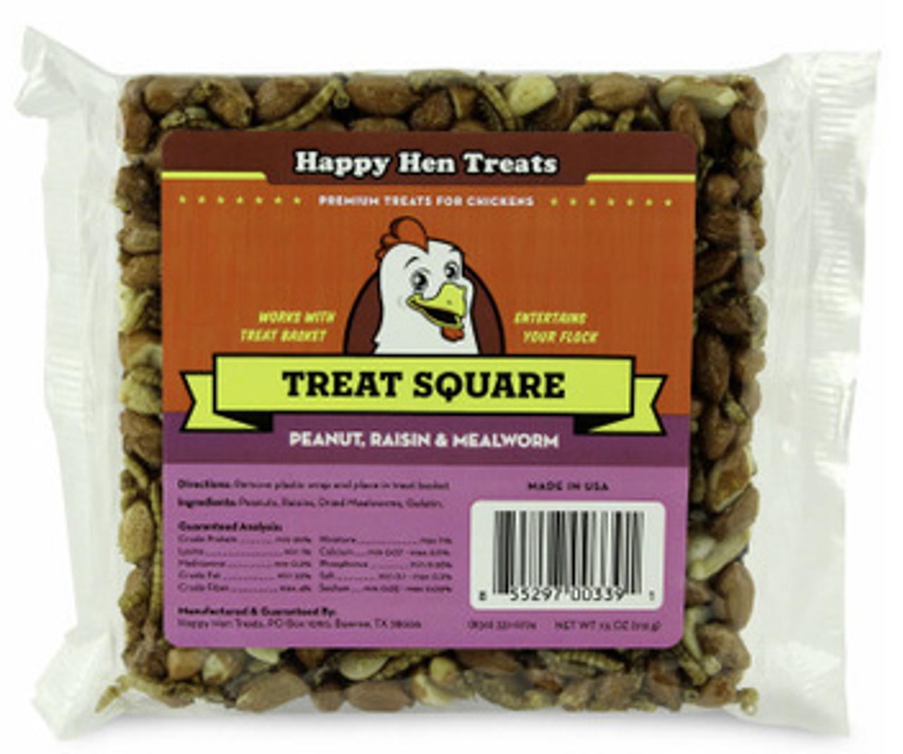 Happy Hen Peanut, Raisin & Mealworm Treat Square 7.5 ounce