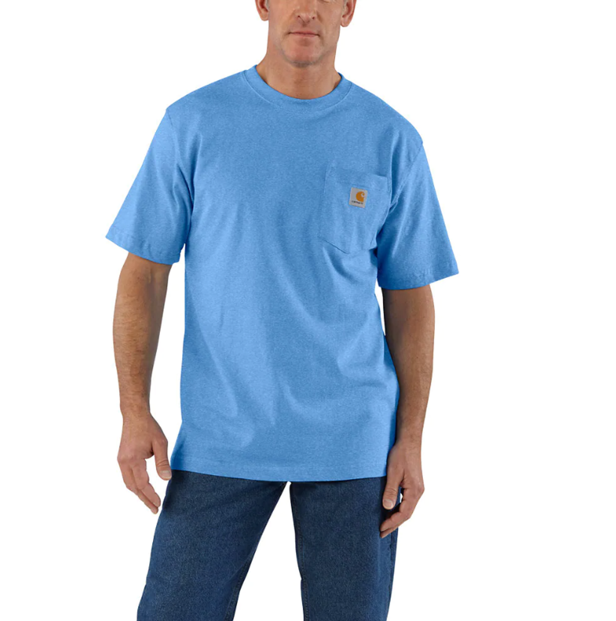 Carhartt Men's LF HW SS Pocket T-Shirt K87 Blue Lagoon Heather