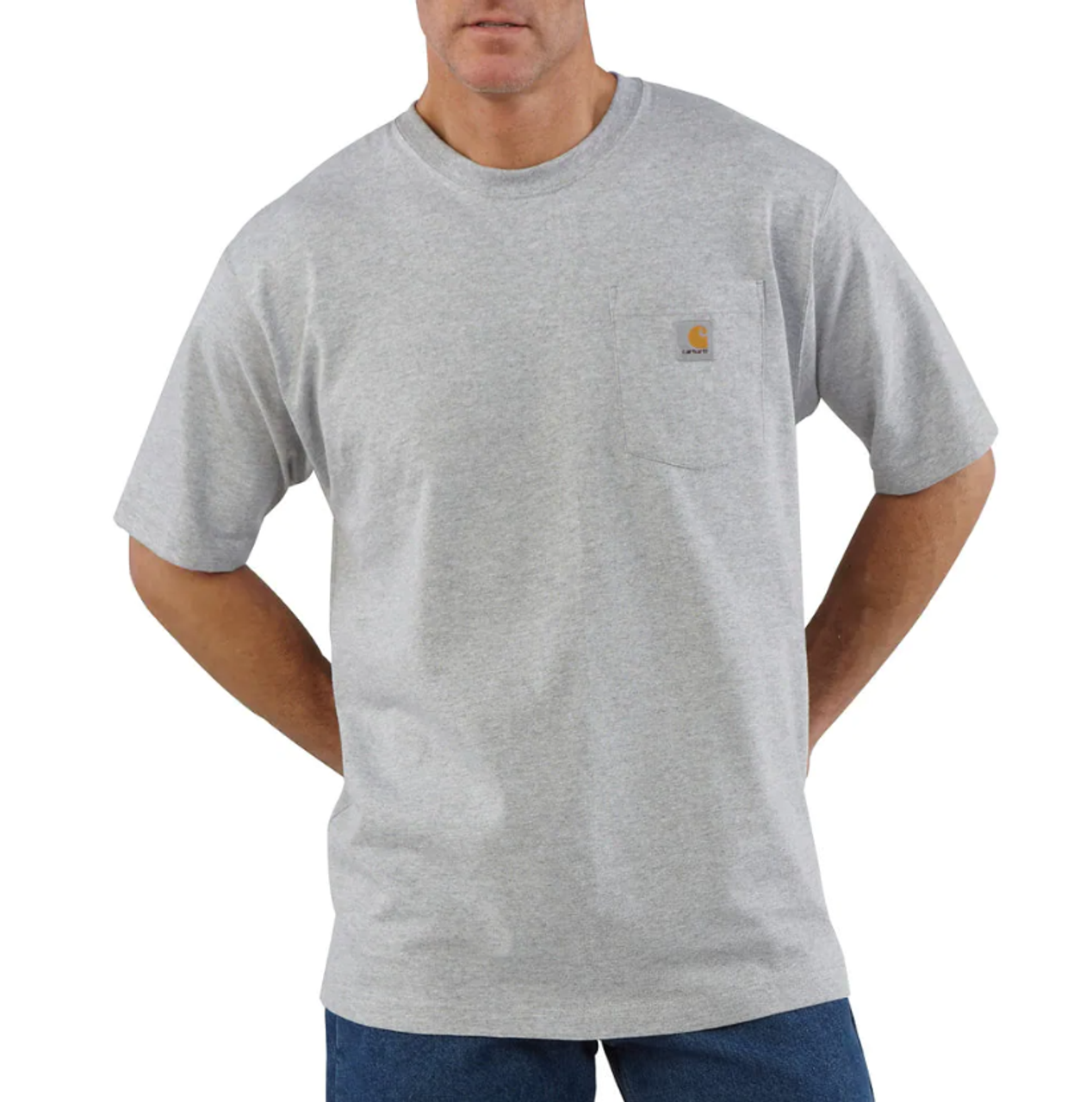 Carhartt Men's LF HW SS Pocket T-Shirt K87 Heather Grey