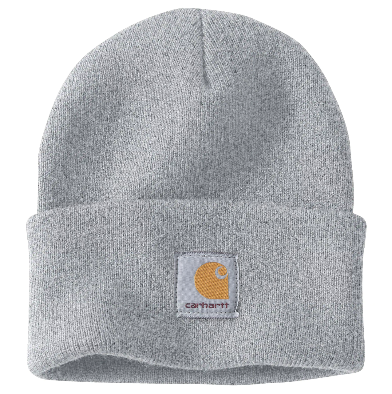 Carhartt - Knit Cuffed Beanie - Heather Grey - 100% Acrylic Rib Knit hat with Fold-up Cuff and Carhartt Patch - Model No A18