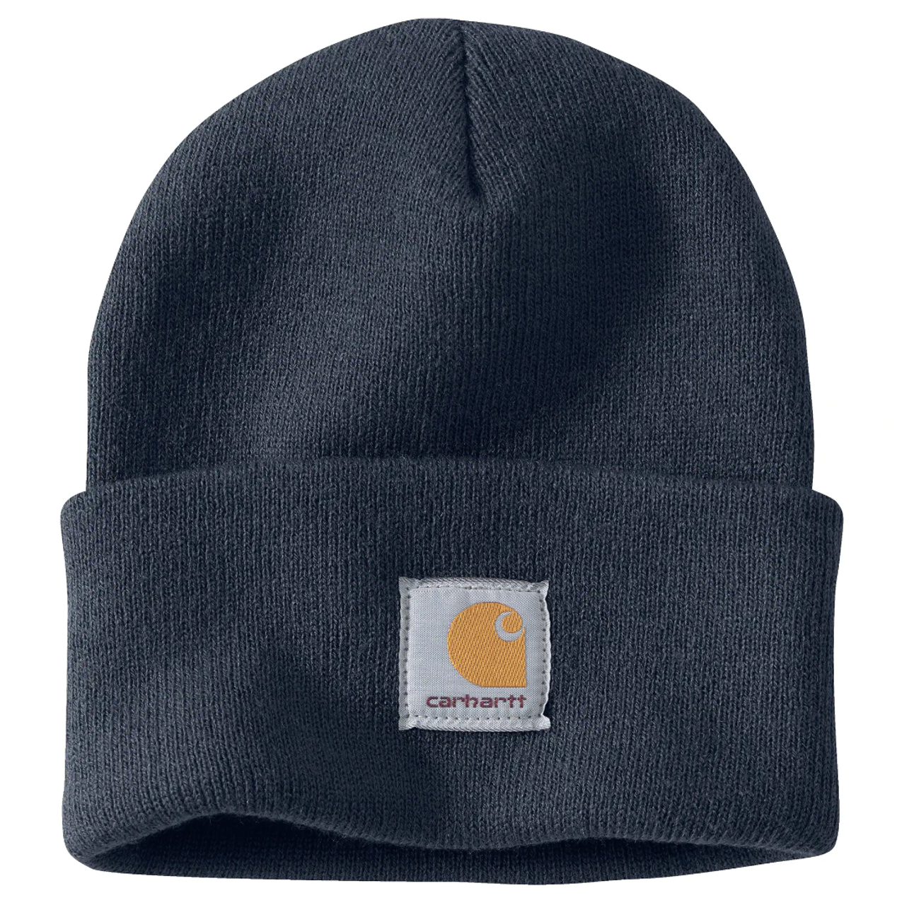 Carhartt - Knit Cuffed Beanie - Navy - 100% Acrylic Rib Knit hat with Fold-up Cuff and Carhartt Patch - Model No A18