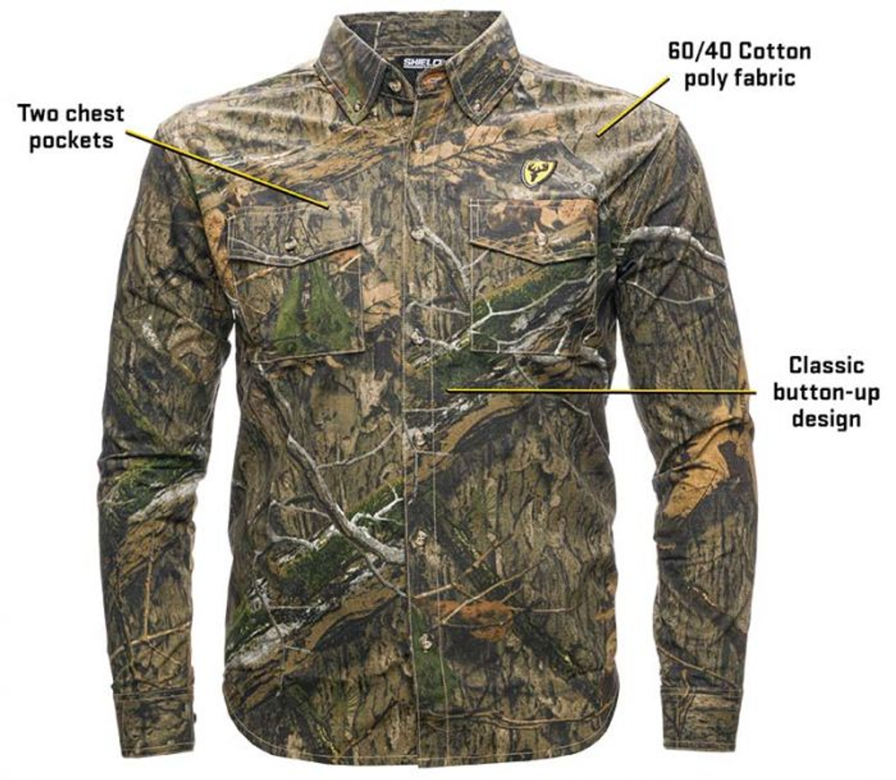 Blocker Outdoors - Shield Series - Fused Cotton Button Up Shirt - 1060115 - Mossy Oak Country DNA - Front_2