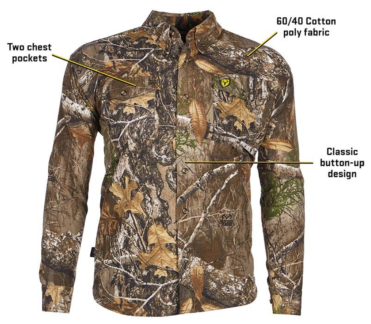 Blocker Outdoors - Shield Series - Fused Cotton Button Up Shirt - 1060115 - Realtree Edge - Front_2