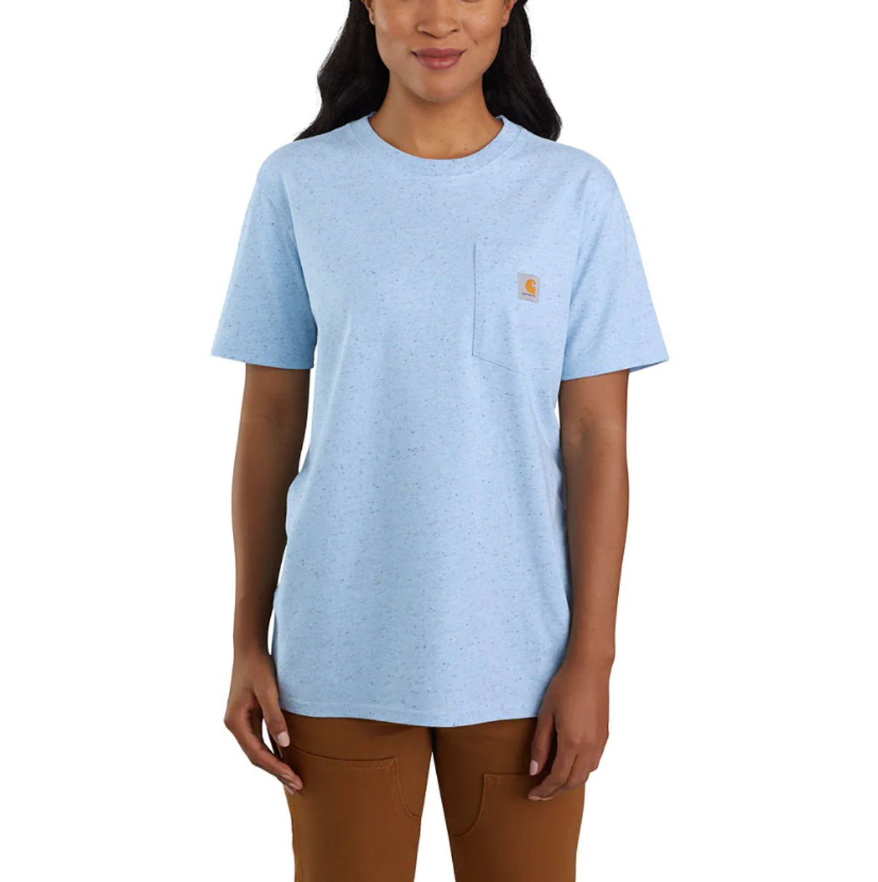 Carhartt Men's Medium Regular Powder Blue Nep Heavyweight Short Sleeve Pocket T-Shirt, Loose Fit