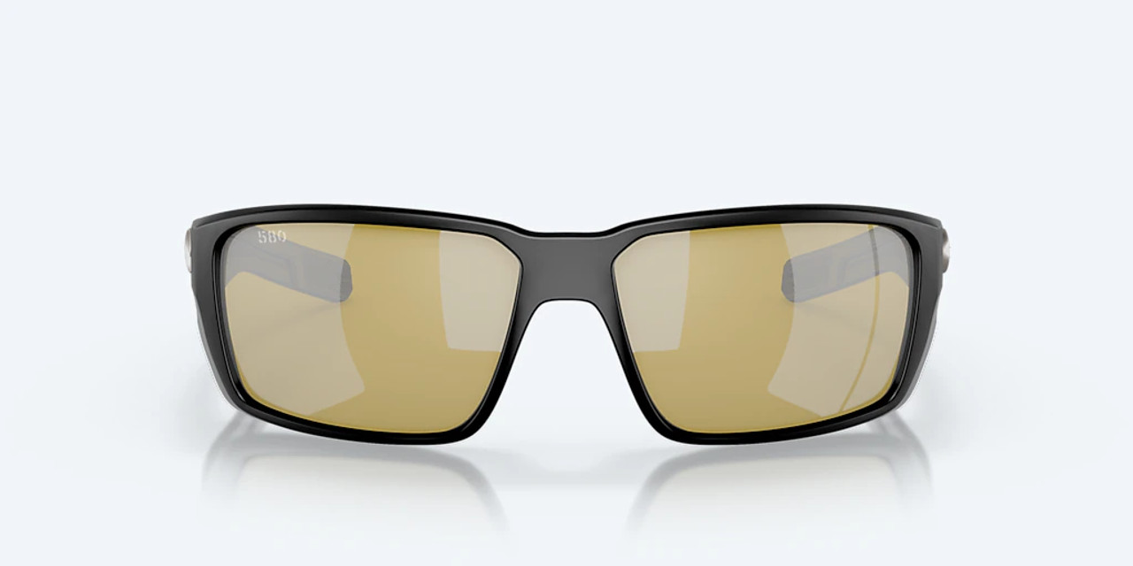 Costa Del Mar Fantail Pro Sunglasses in Matte Black frames with Sunrise Silver Mirror Polarized 580G UV Protected glass lenses. 06S9079 907905