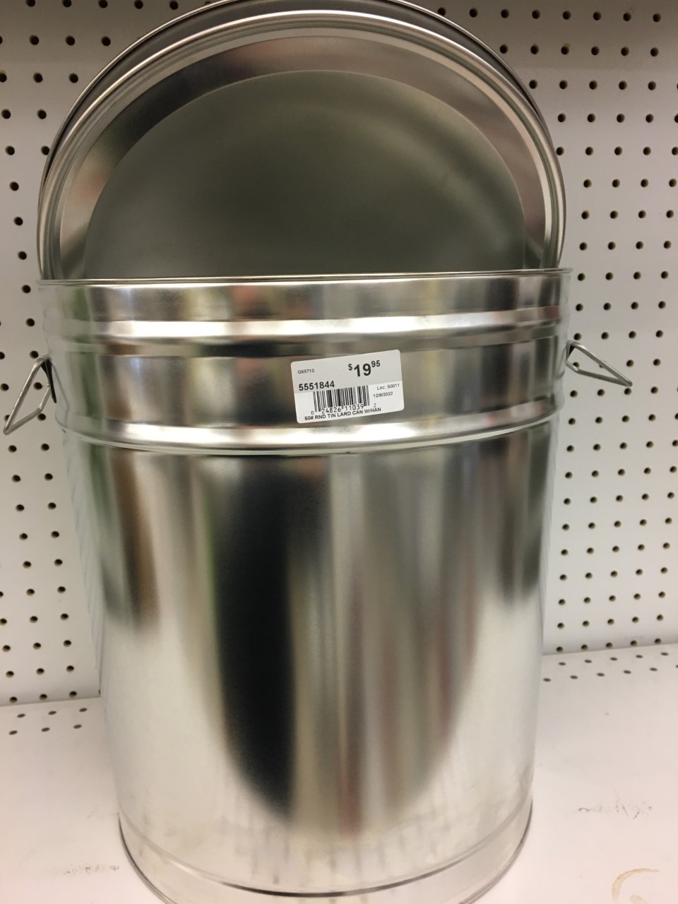 50 lbs Tin Lard Can with Handles