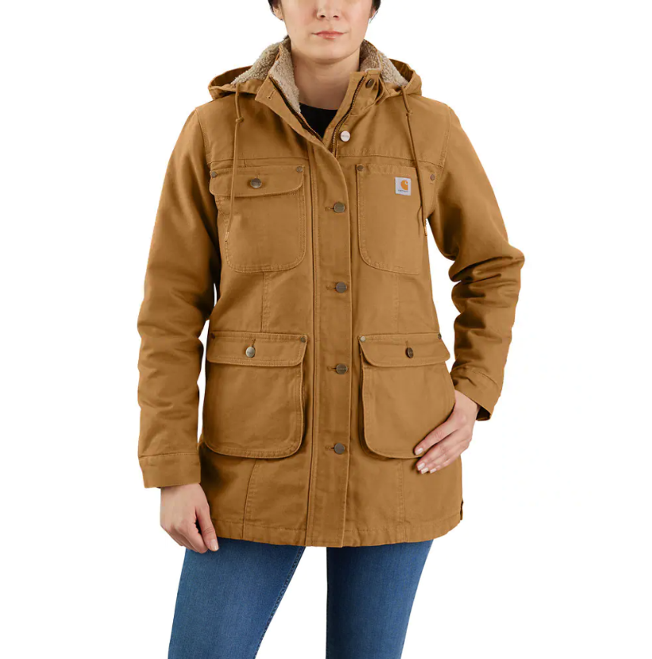 Carhartt Woman's Loose Fit Washed Duck Coat in Carhartt Brown 105512