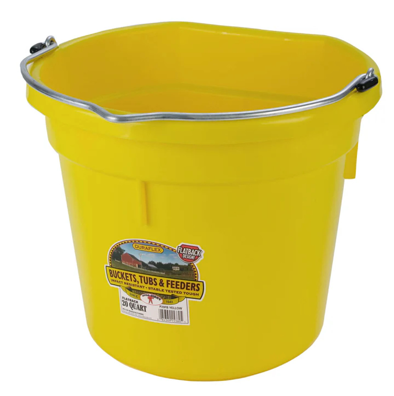 Little Giant® Flat Back Plastic Bucket 20 QUART YELLOW