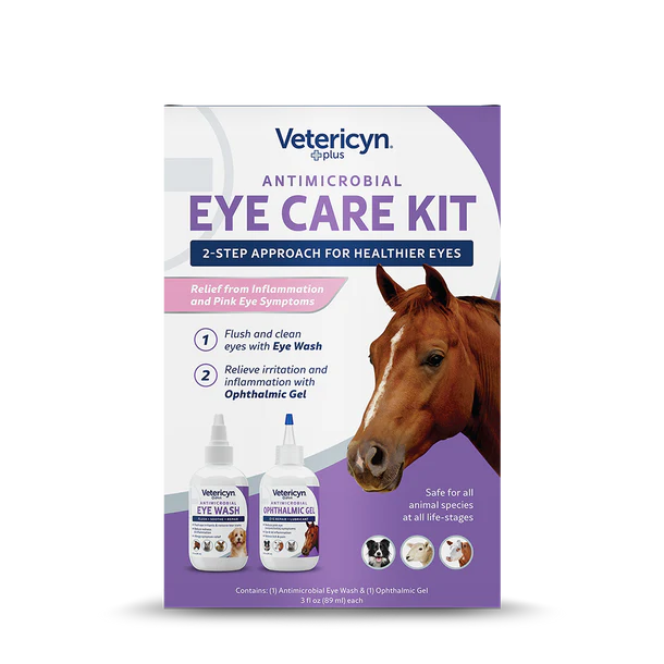 Vetericyn Plus® Antimicrobial All Animal Eye Care Kit
3 oz bottle of Eye Wash & 3 oz bottle of Antimicrobial Ophthalmic Gel