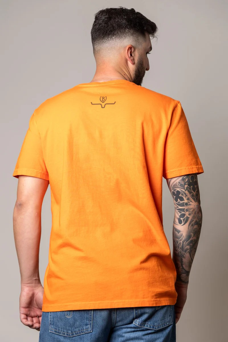 Kimes Ranch® LUCKY B BULL DOGGER Men's Tee in Vintage Orange