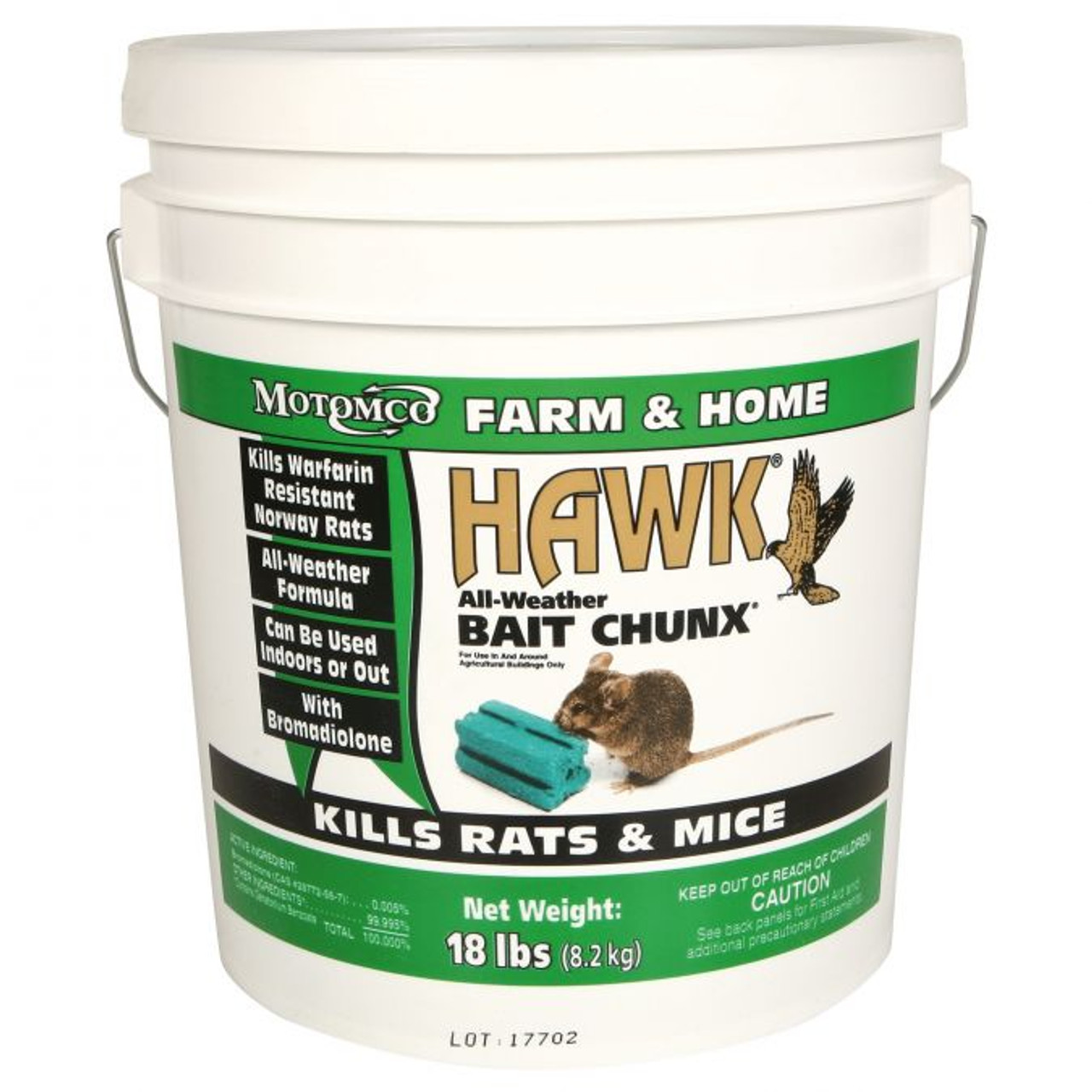 Hawk All-Weather Rodent Bait Chunx Bucket - 18 lbs.