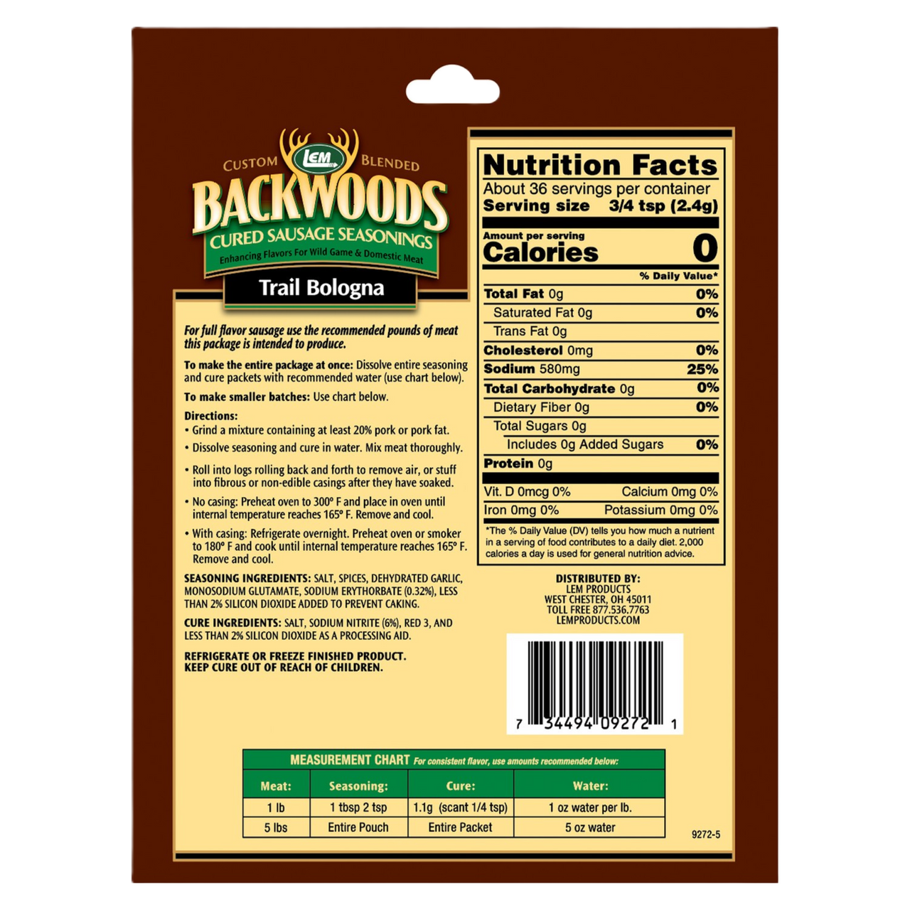 LEM® Backwoods® Trail Bologna Cured Sausage Seasoning - 5 lb