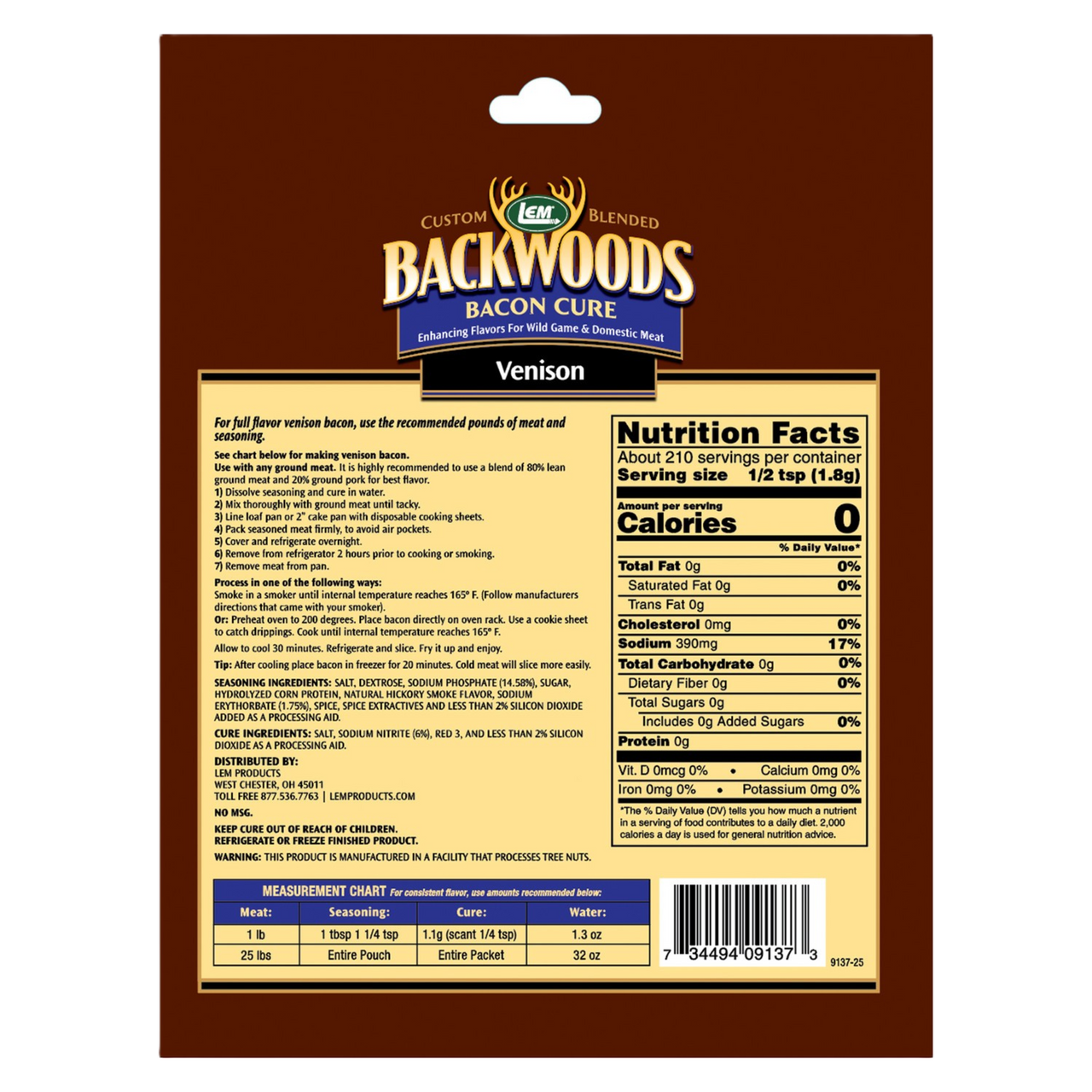 LEM® Backwoods® Venison Bacon Cure - 25 lb