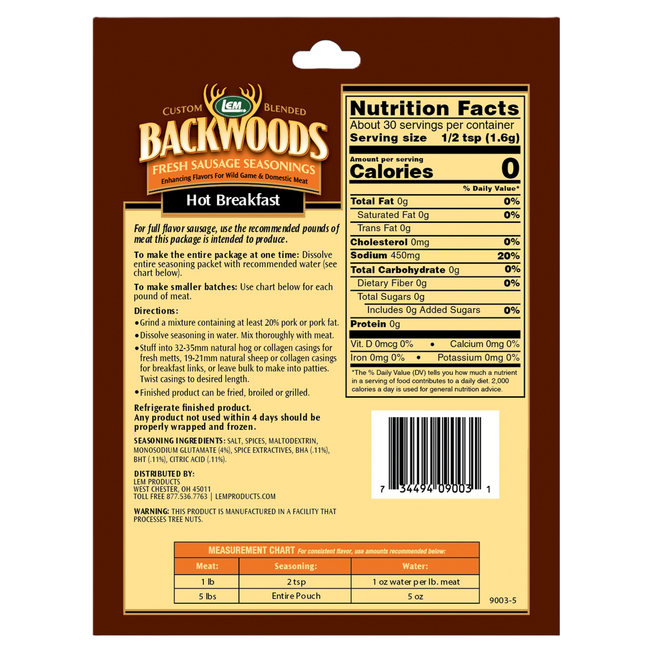 LEM® Backwoods® Hot Breakfast Sausage Mix
5 lb Meat