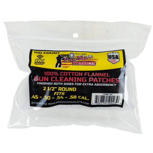 Pro Shot® .45-.58 Cal. Black Powder 2 1/2" Round 100 Count Cleaning Patches