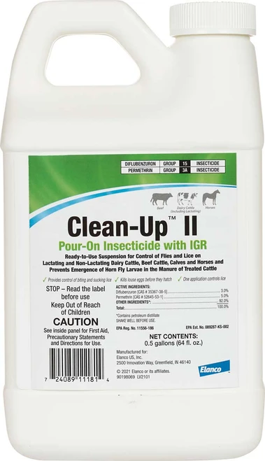 Elanco™ Clean-Up™ II Pour-On Insecticide with IGR 1/2gallon