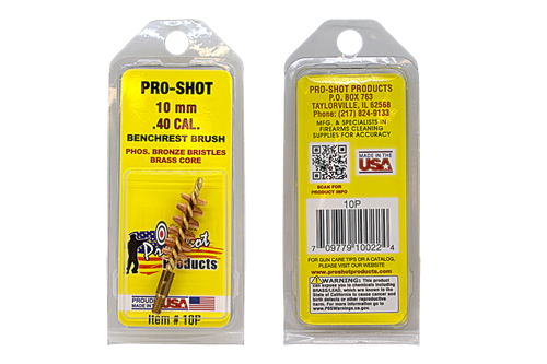 Pro Shot® 10mm / .40 Cal. Pistol Brush (Benchrest Type) Pro Shot® 10mm / .40 Cal. Pistol Brush (Benchrest Type)