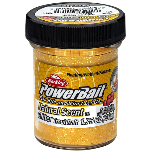 Berkley® PowerBait® Natural Scent Glitter Trout Bait - Salmon Peach with Salmon Egg, 1.75oz BGTSSMP2